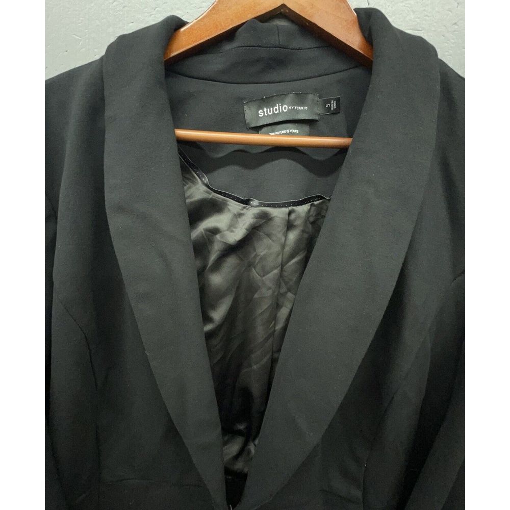 Studio By Torrid Blazer 5 Black Ponte Peplum Stretch Jacket Versatile Career - Picture 2 of 11